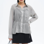 8 seconds Nylon Sheer Long Sleeve Shirt - Light Grey