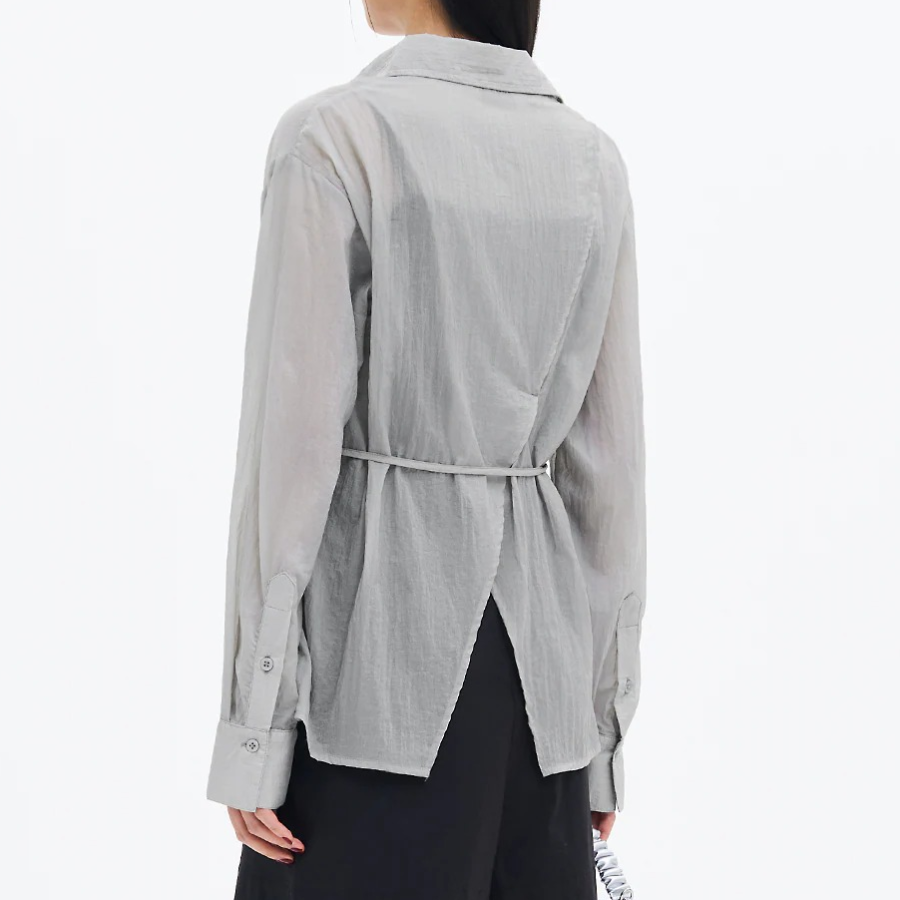 8 seconds Nylon Sheer Long Sleeve Shirt - Light Grey