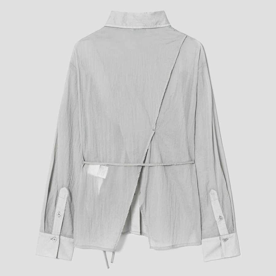 8 seconds Nylon Sheer Long Sleeve Shirt - Light Grey