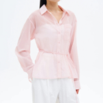 8 seconds Nylon Sheer Long Sleeve Shirt — Light Pink