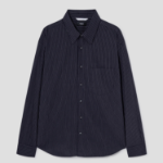 Theory Men Weekend Stripe Shirt - Baltic/White