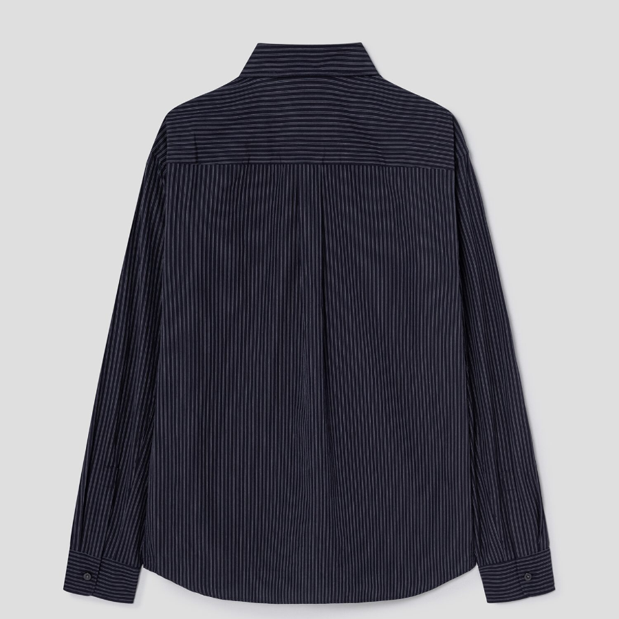 Theory Men Weekend Stripe Shirt - Baltic/White