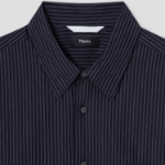 Theory Men Weekend Stripe Shirt - Baltic/White