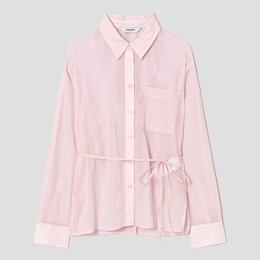 8 seconds Nylon Sheer Long Sleeve Shirt — Light Pink