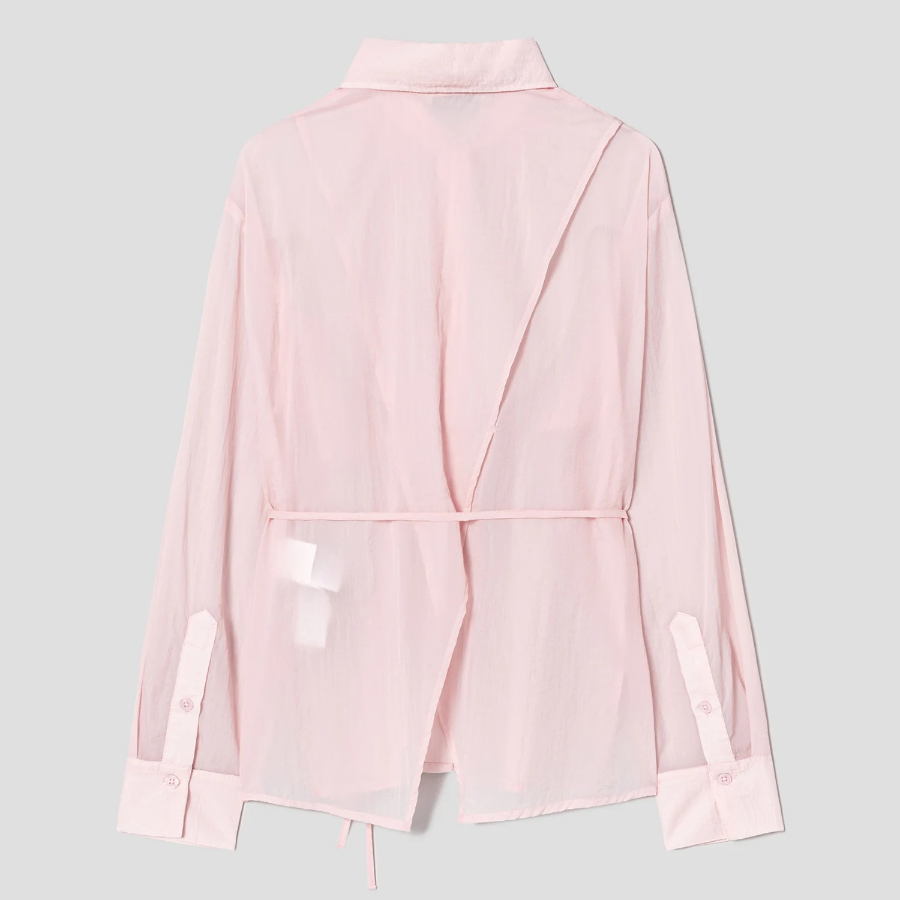 8 seconds Nylon Sheer Long Sleeve Shirt — Light Pink