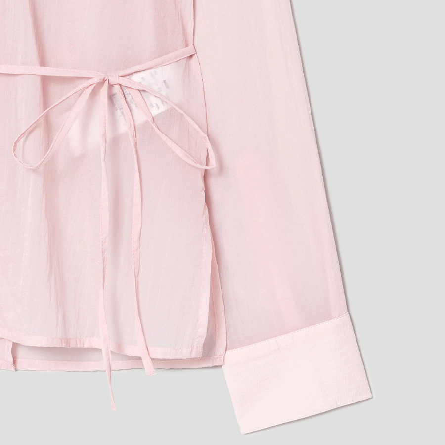 8 seconds Nylon Sheer Long Sleeve Shirt — Light Pink