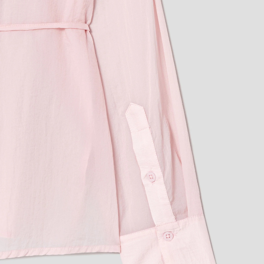 8 seconds Nylon Sheer Long Sleeve Shirt — Light Pink