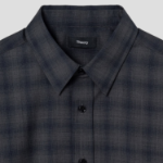 Theory Men Wool Irving Shirt - Charcoal Melange/Navy