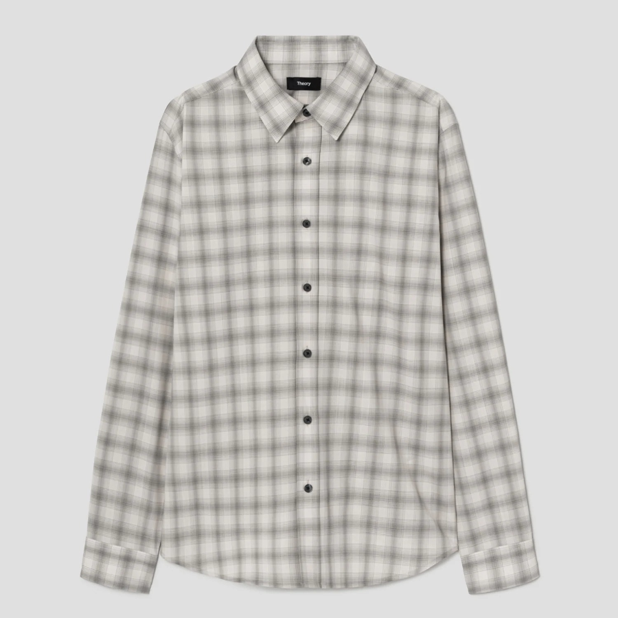 Theory Men Wool Irving Shirt - Sand/Walnut