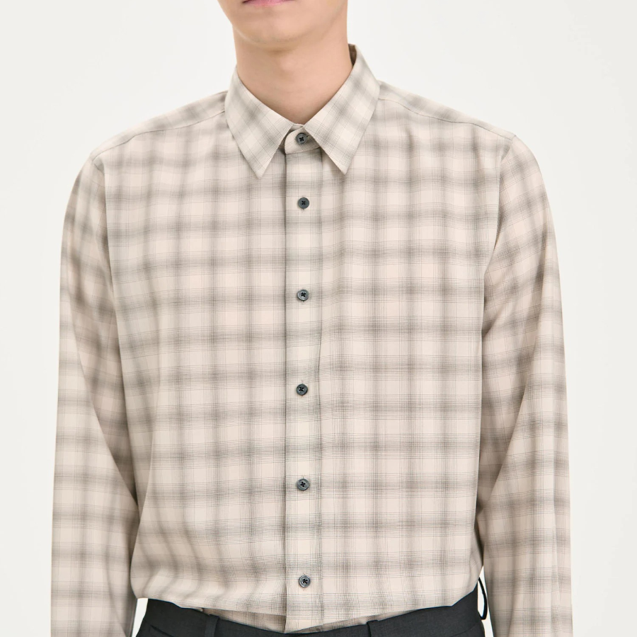 Theory Men Wool Irving Shirt - Sand/Walnut