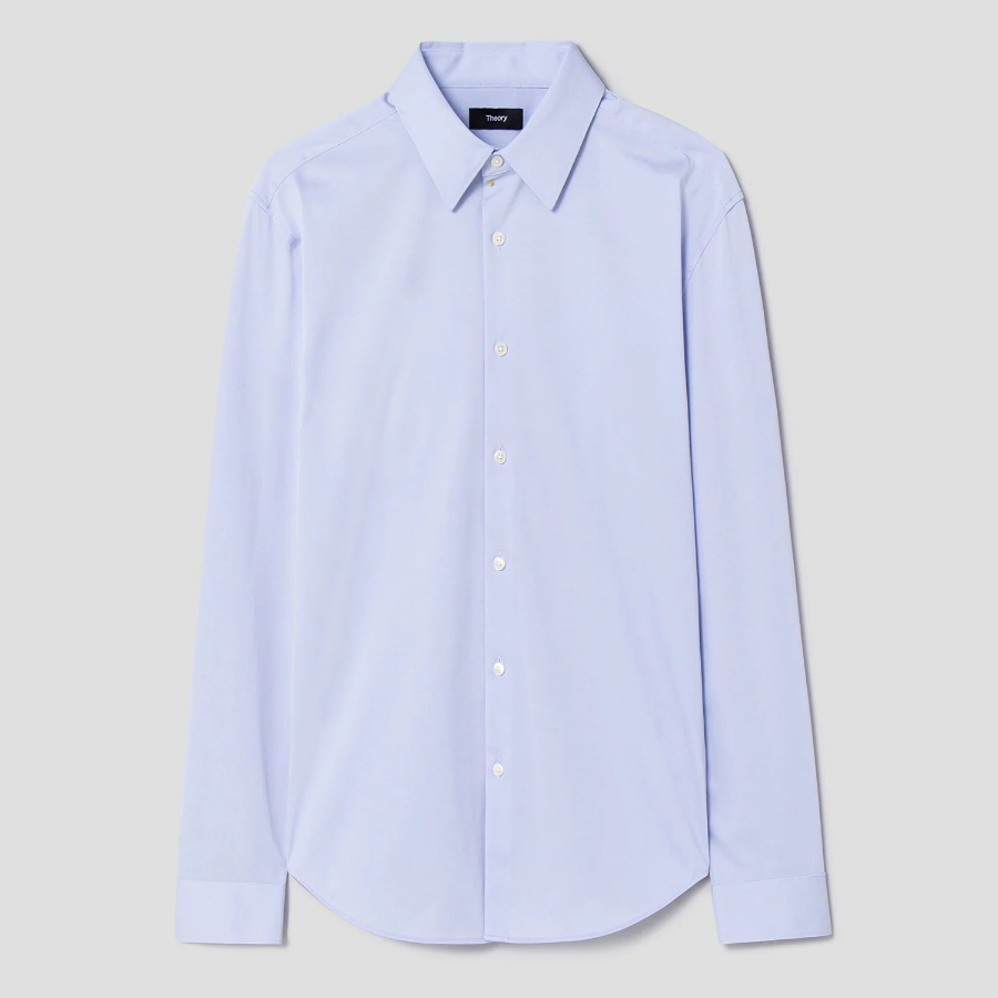 Theory Men Structure Knit Sylvain Shirt - Sky Blue