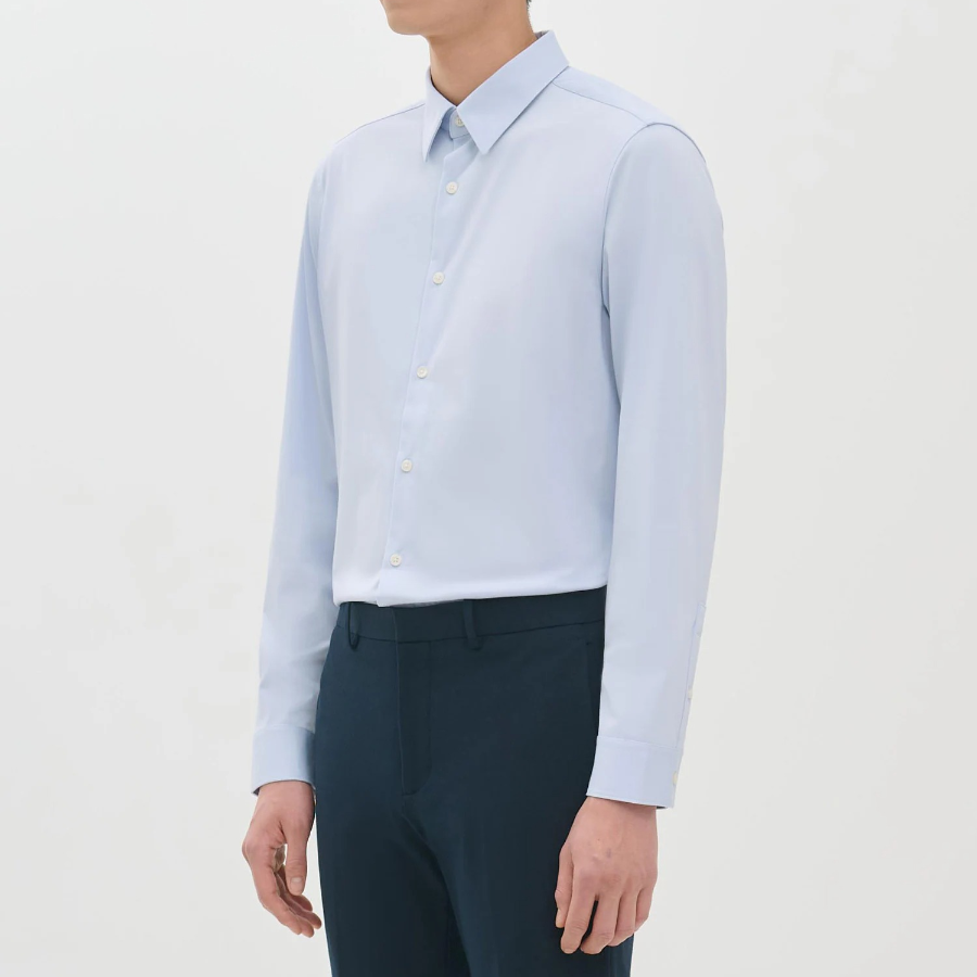 Theory Men Structure Knit Sylvain Shirt - Sky Blue