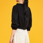 8 seconds Cotton Lace Long Sleeve Blouse — Black