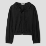 8 seconds Cotton Lace Long Sleeve Blouse — Black