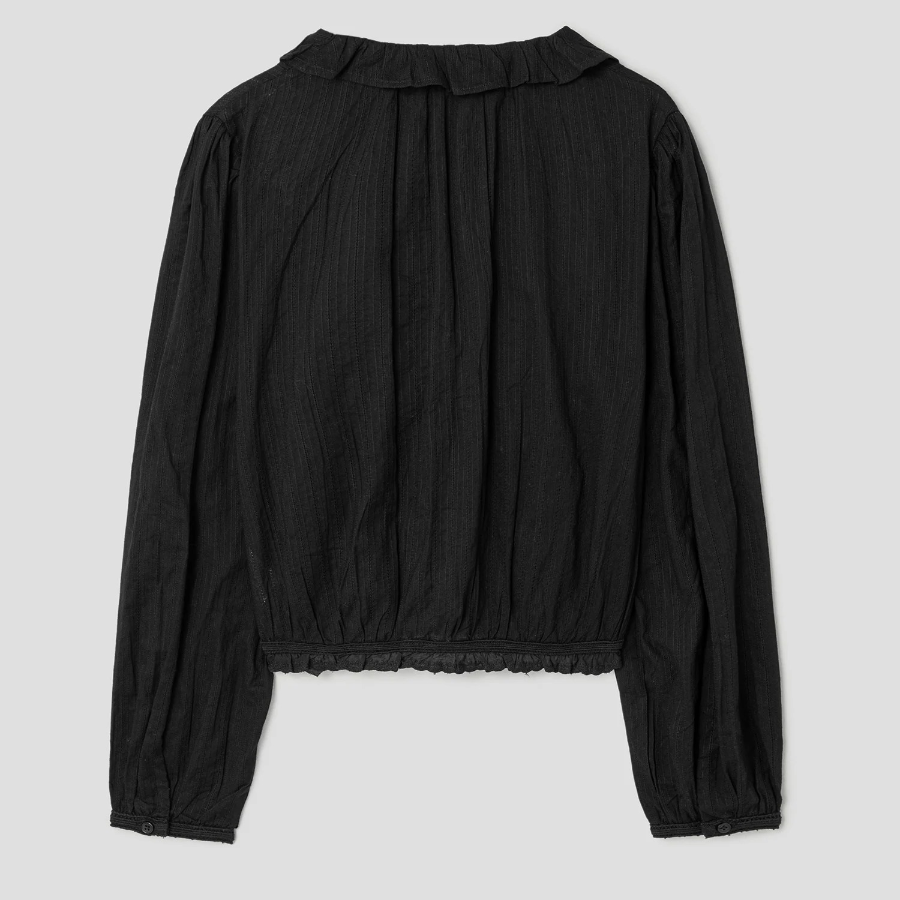 8 seconds Cotton Lace Long Sleeve Blouse — Black