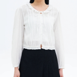 8 seconds Cotton Lace Long Sleeve Blouse — White