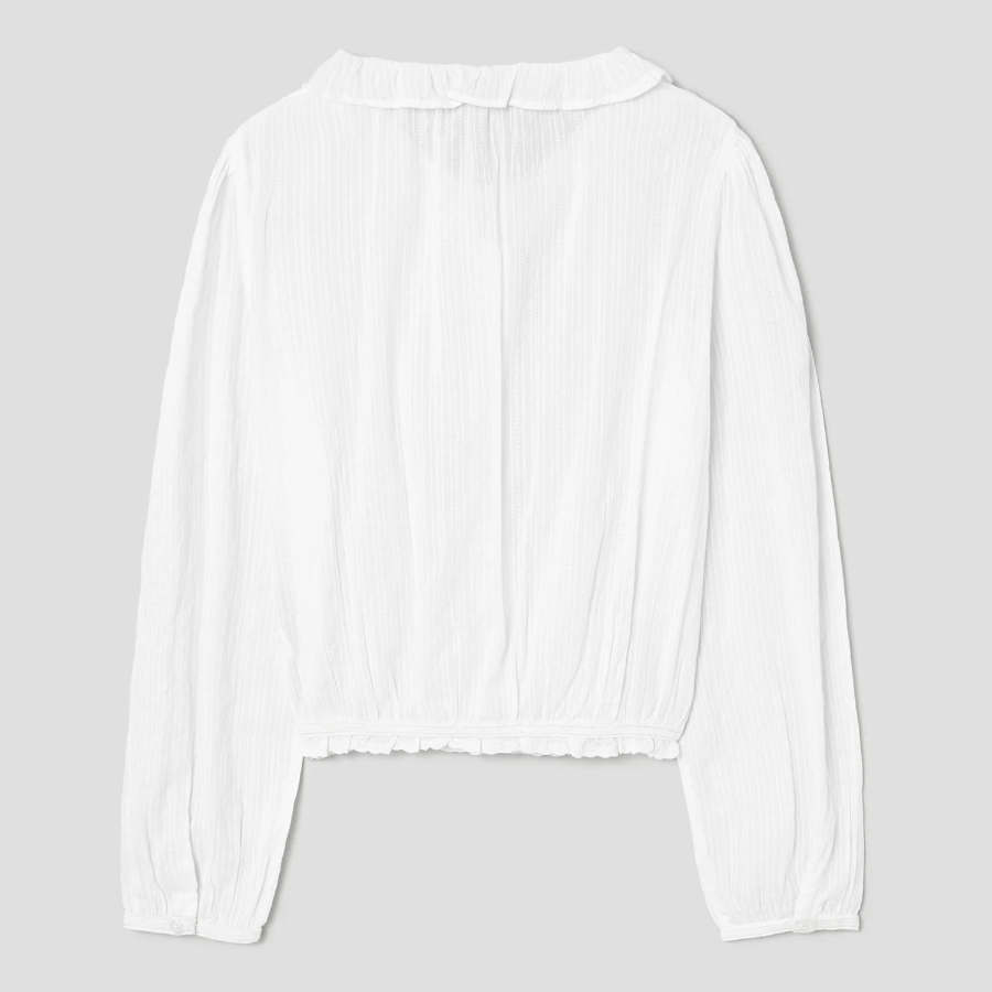 8 seconds Cotton Lace Long Sleeve Blouse — White