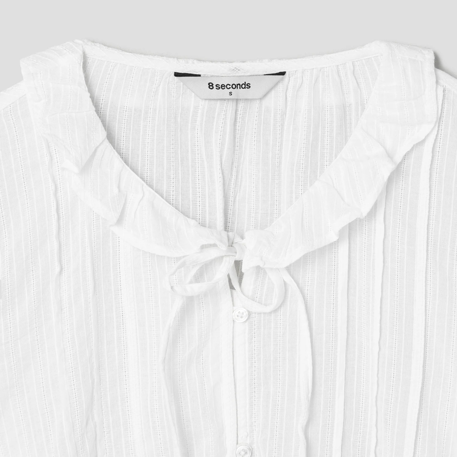 8 seconds Cotton Lace Long Sleeve Blouse — White