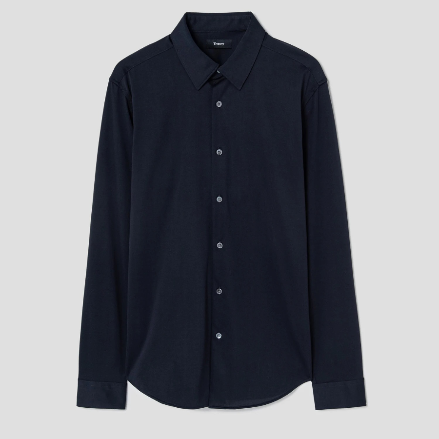 Theory Men Structure Knit Sylvain Shirt — Eclipse