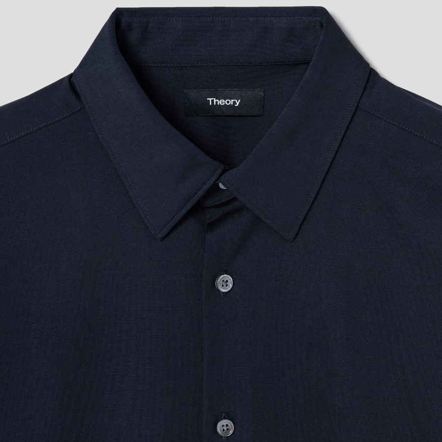 Theory Men Structure Knit Sylvain Shirt — Eclipse