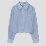 8 seconds Crinkle Long Sleeve Shirt — Sky Blue