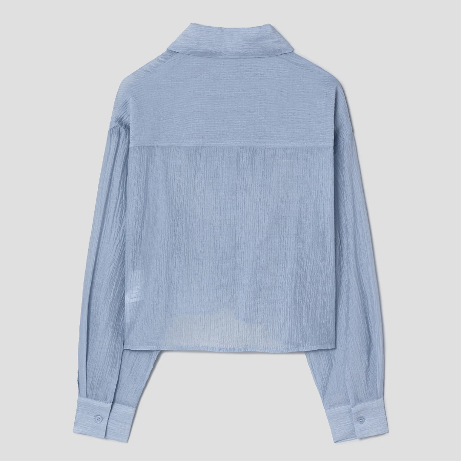8 seconds Crinkle Long Sleeve Shirt — Sky Blue