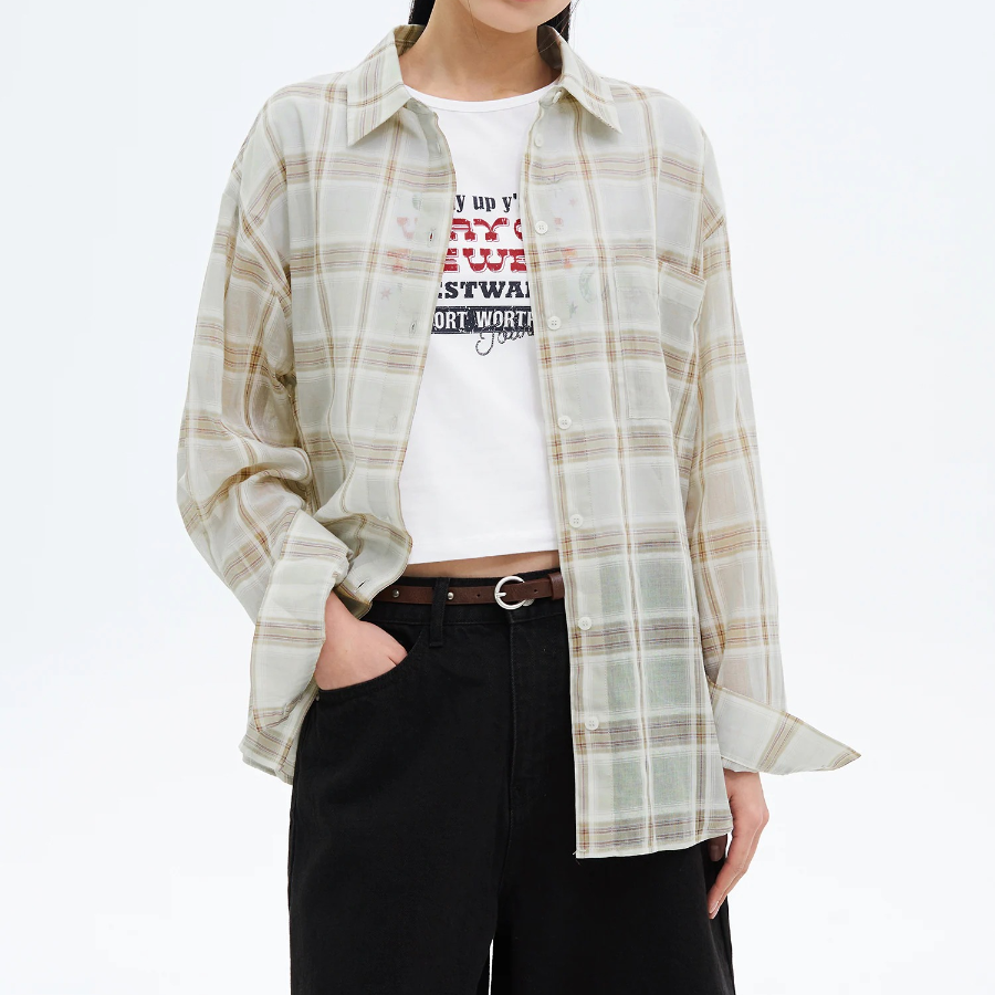 8 seconds Loose Fit Check Shirt — Mint
