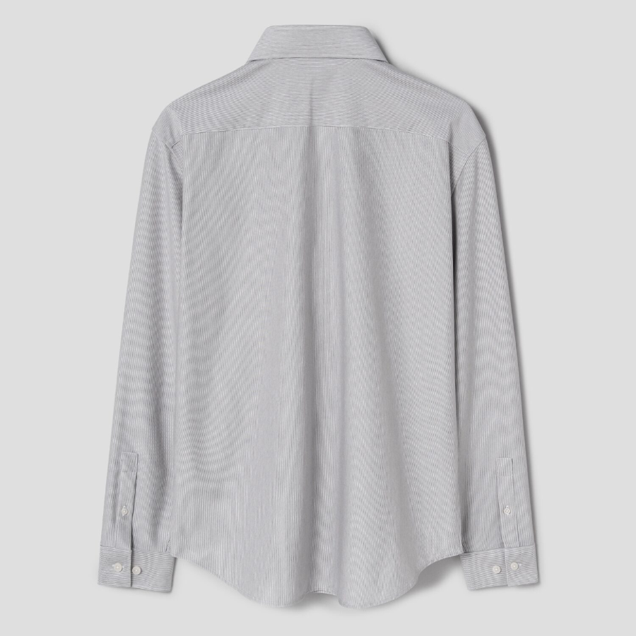 Theory Men Structure Knit Stripe Sylvain Shirt - Vapor Melange