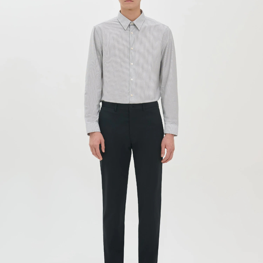 Theory Men Structure Knit Stripe Sylvain Shirt - Vapor Melange