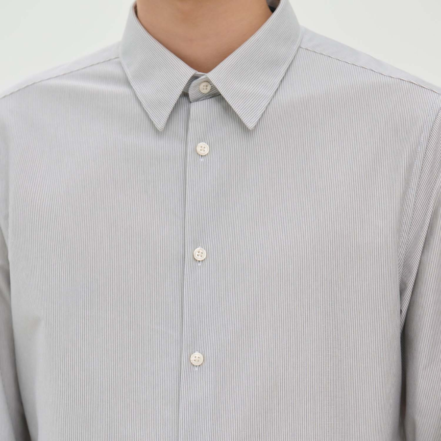 Theory Men Structure Knit Stripe Sylvain Shirt - Vapor Melange