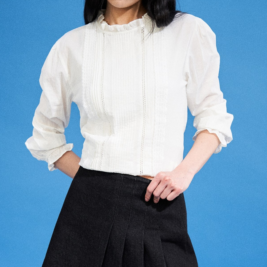 8 seconds Pintuck Balloon Blouse — White