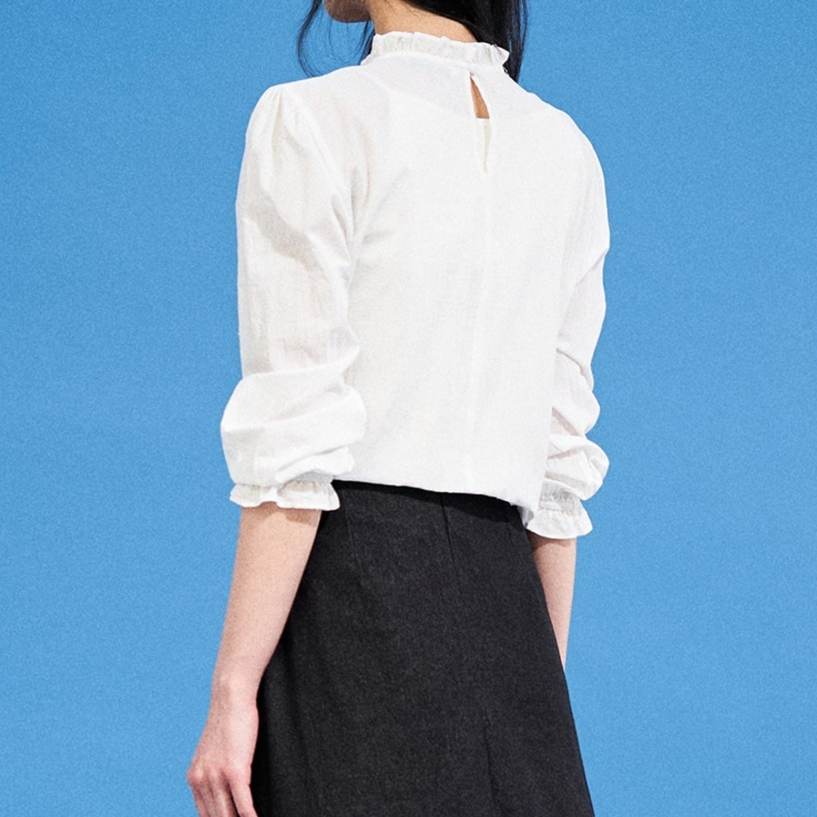 8 seconds Pintuck Balloon Blouse — White