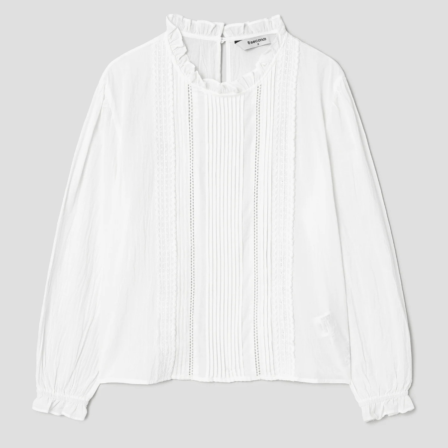 8 seconds Pintuck Balloon Blouse — White