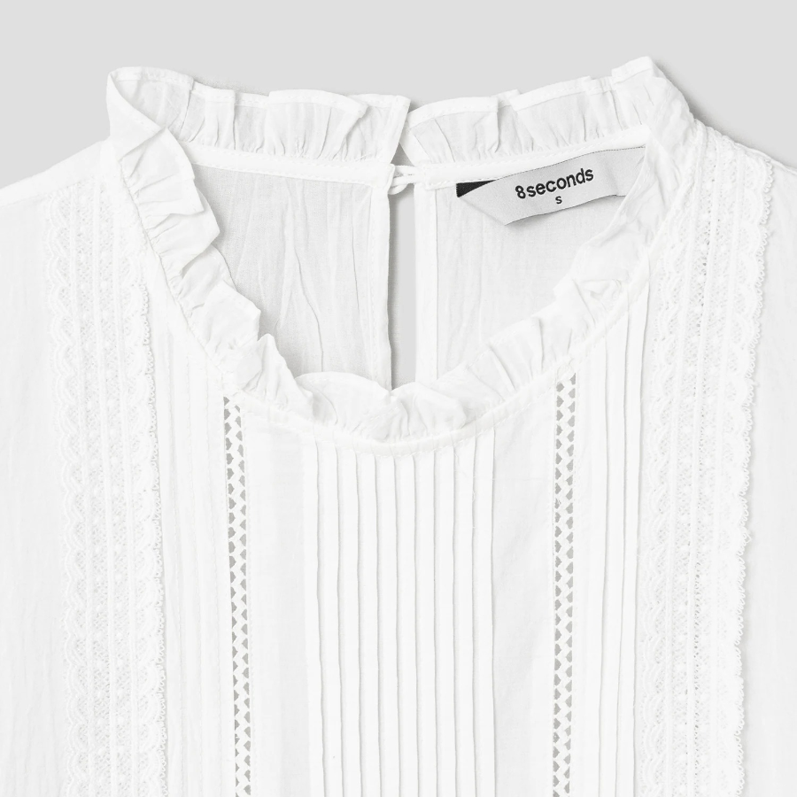8 seconds Pintuck Balloon Blouse — White