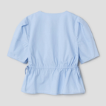 8 seconds Cotton Shirring Short Sleeve Shirt — Sky Blue