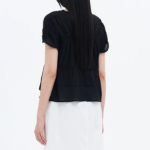 8 seconds Ribbon Shirring Blouse — Black