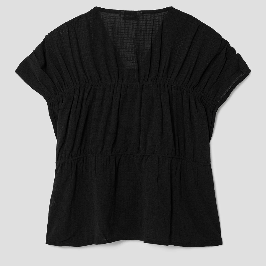 8 seconds Ribbon Shirring Blouse — Black
