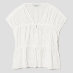 8 seconds Ribbon Shirring Blouse — White