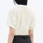8 seconds Short Sleeve Shirring Blouse — Ivory