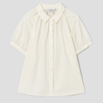 8 seconds Short Sleeve Shirring Blouse — Ivory