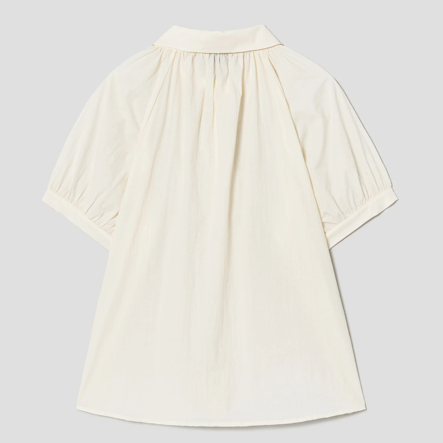 8 seconds Short Sleeve Shirring Blouse — Ivory