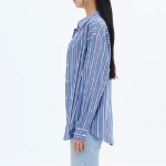 8 seconds Stripe Pattern Summer Shirt — Blue