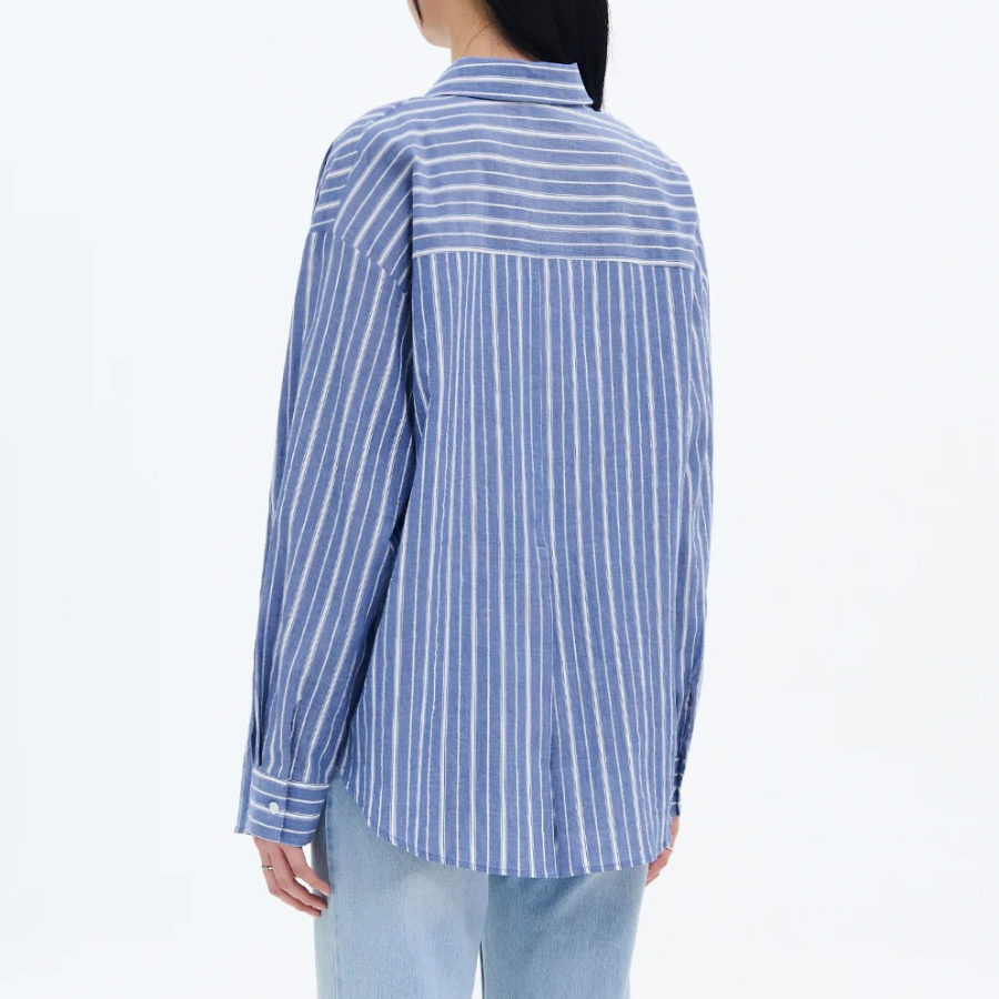 8 seconds Stripe Pattern Summer Shirt — Blue