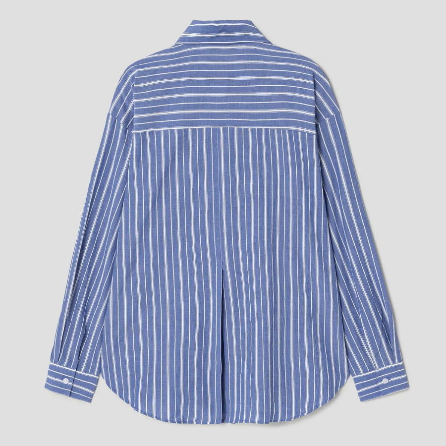 8 seconds Stripe Pattern Summer Shirt — Blue