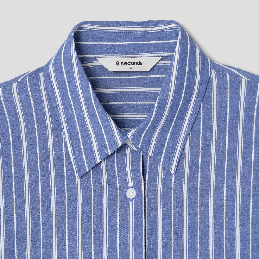 8 seconds Stripe Pattern Summer Shirt — Blue
