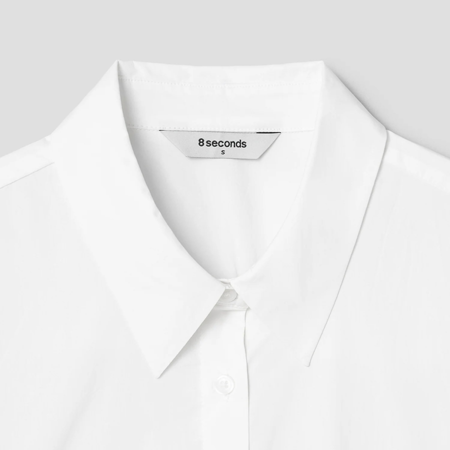 8 seconds Basic Cotton Short Sleeve Shirt — White