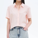 8 seconds Basic Cotton Short Sleeve Shirt — Light Pink