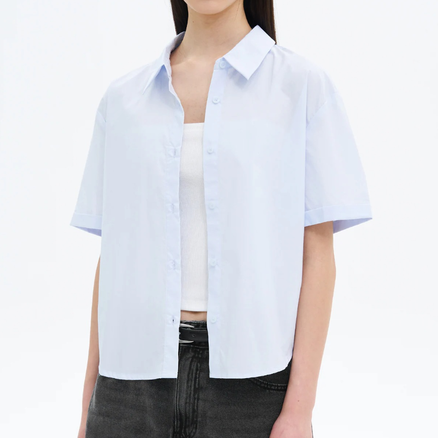 8 seconds Basic Cotton Short Sleeve Shirt — Sky Blue