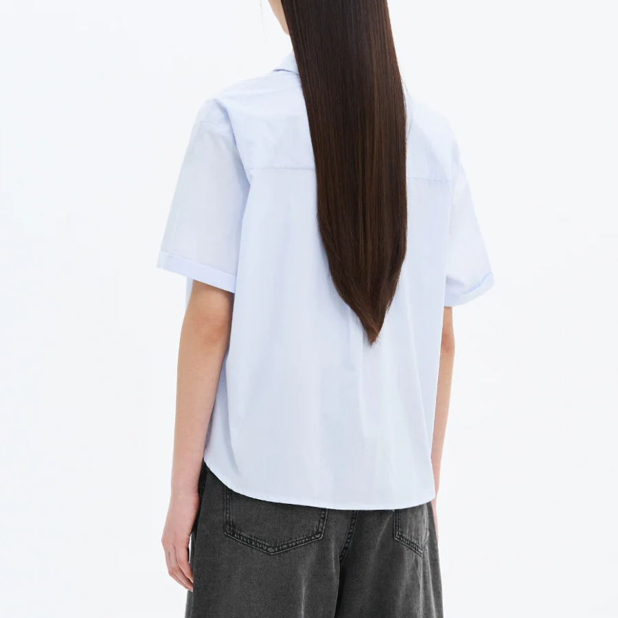 8 seconds Basic Cotton Short Sleeve Shirt — Sky Blue