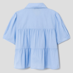 8 seconds Low Density Cotton Tiered Short Sleeve Blouse — Sky Blue